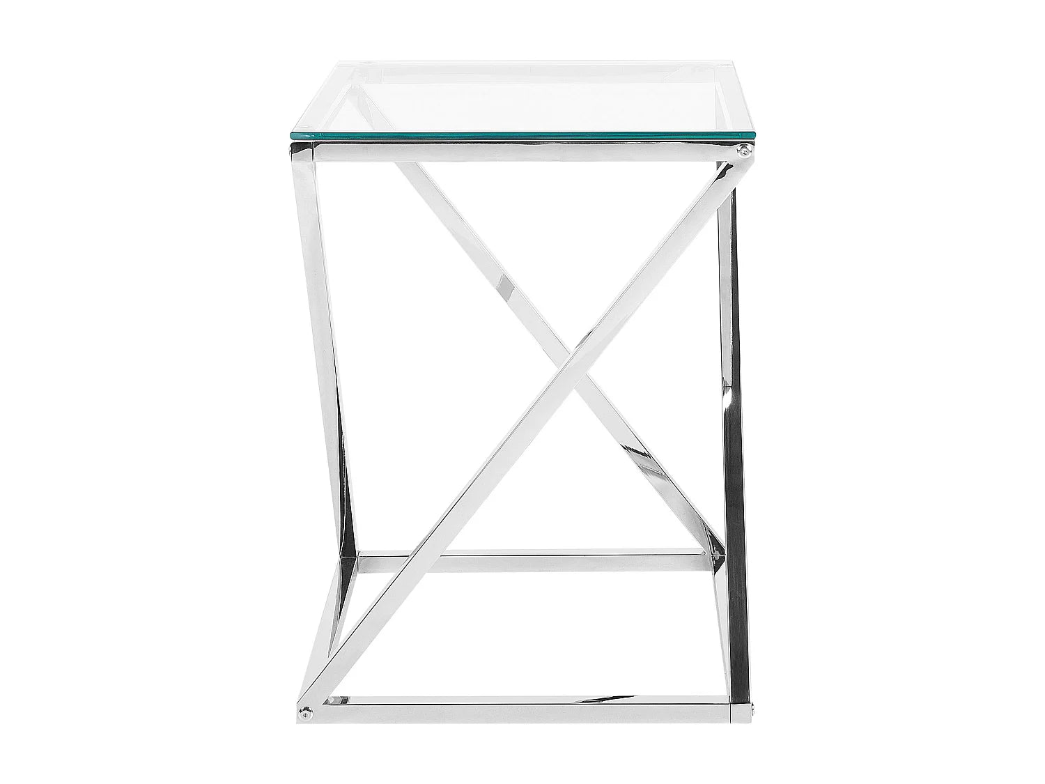 Bout de canapé carré en verre argenté – BEVERLY