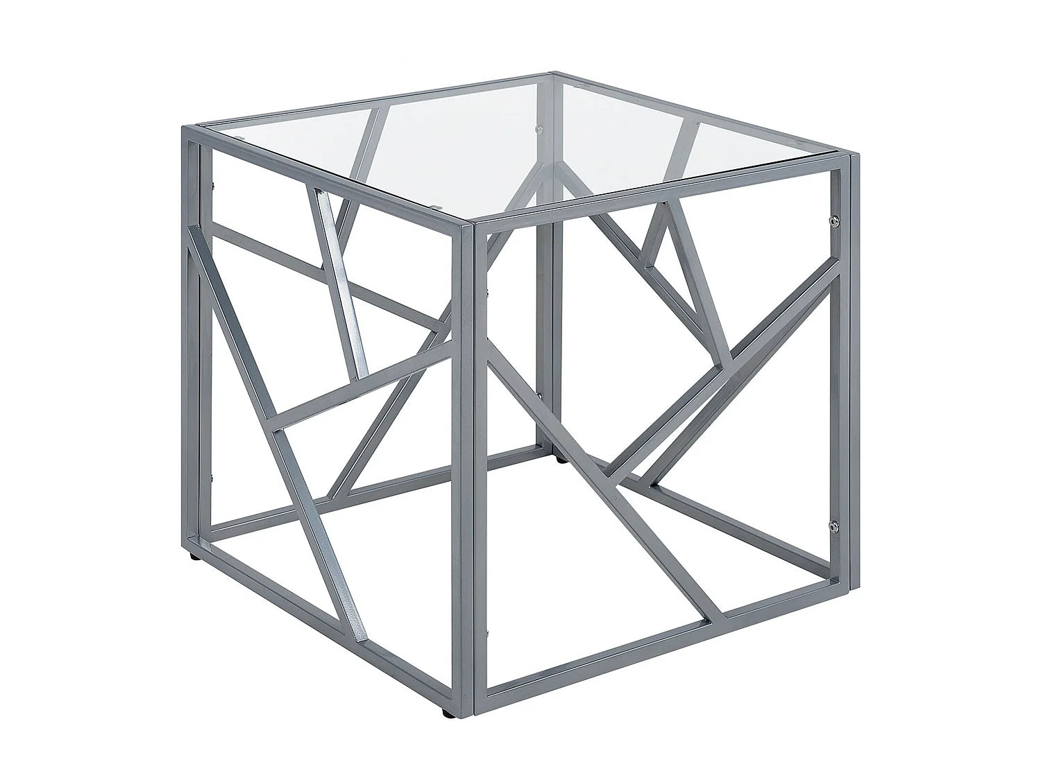 Bout de canapé cube en verre argenté – ASTER