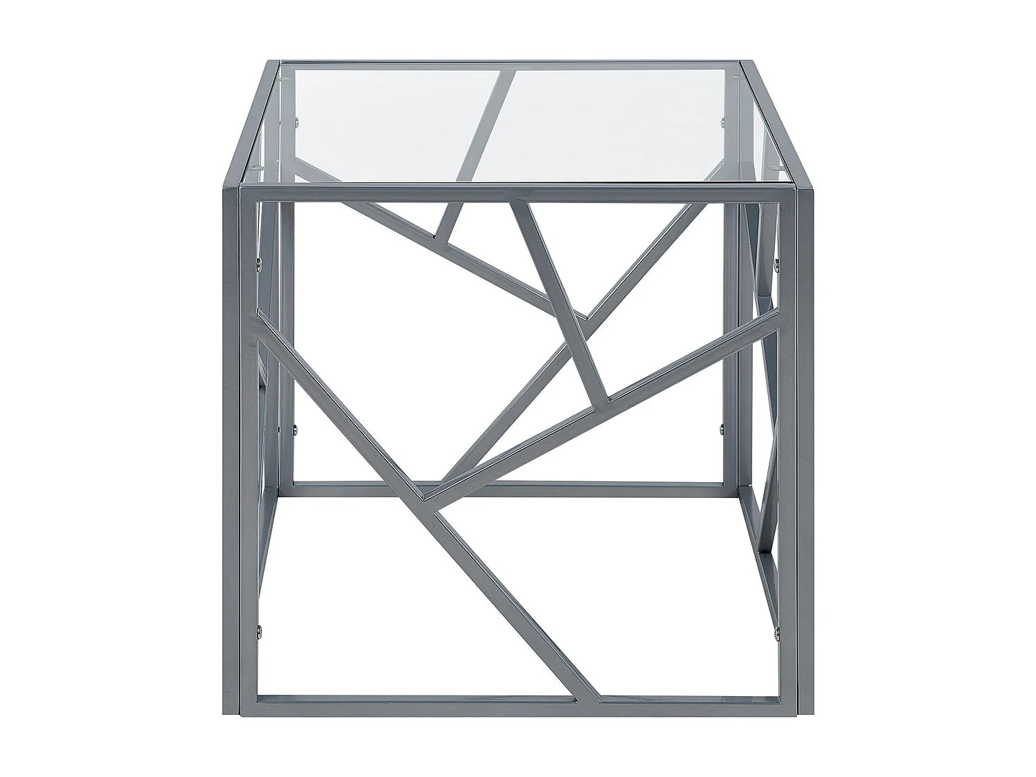 Bout de canapé cube en verre argenté – ASTER