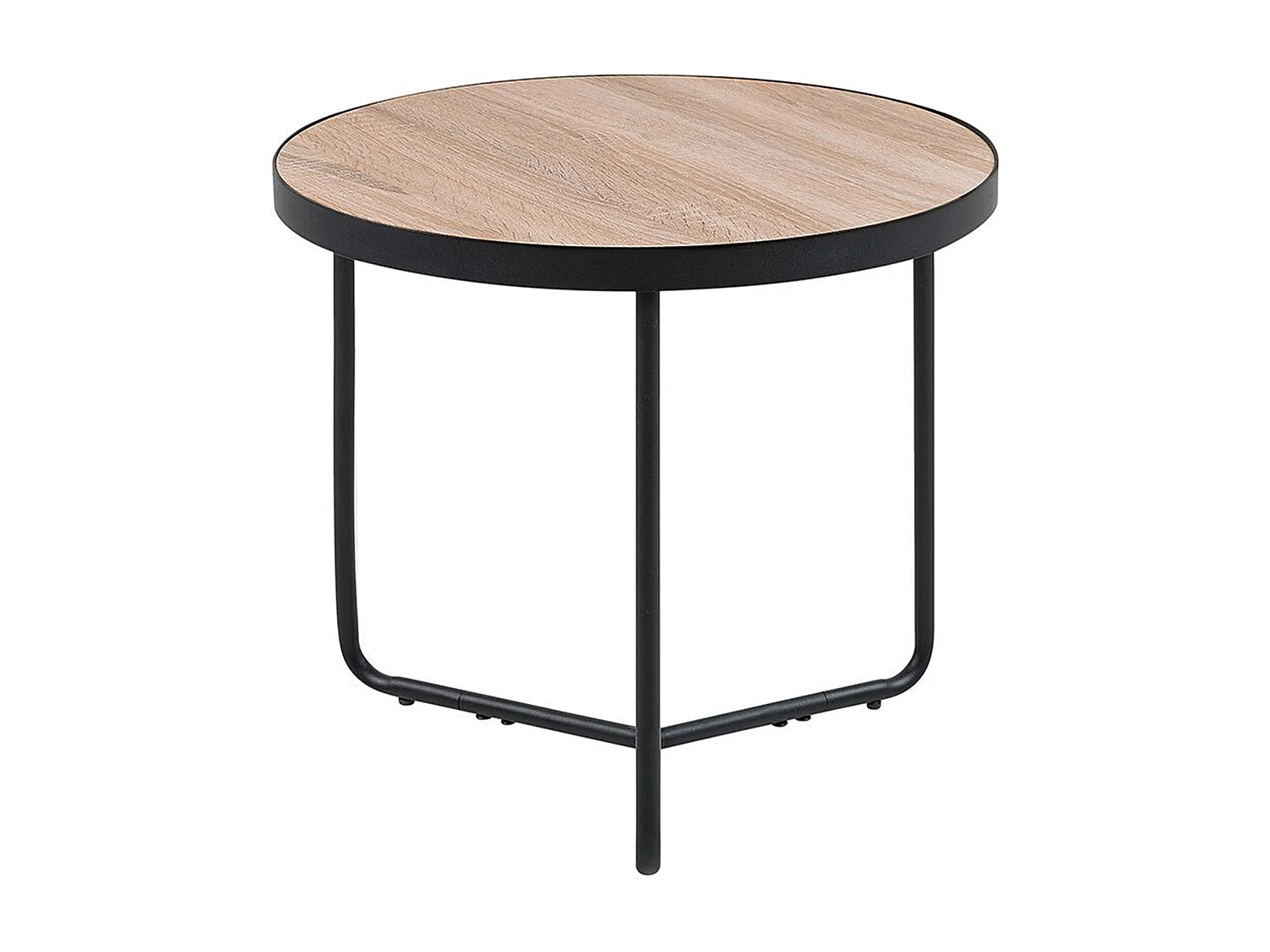 Bout de canapé rond plateau bois et métal – MELORA