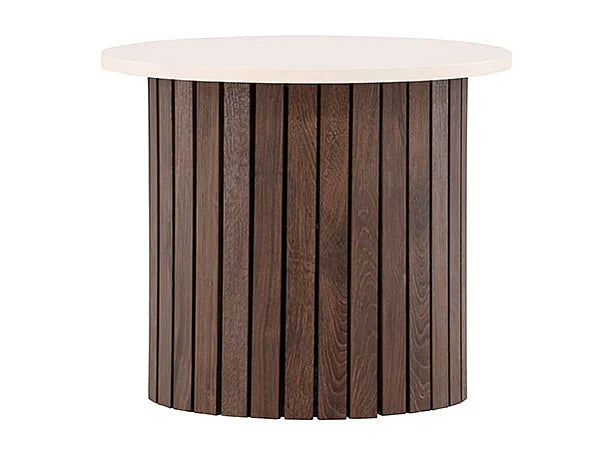 Bout de canapé d'angle rond beige bois FSC – ÅSLA