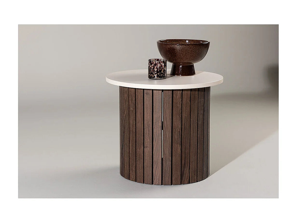 Bout de canapé d'angle rond beige bois FSC – ÅSLA
