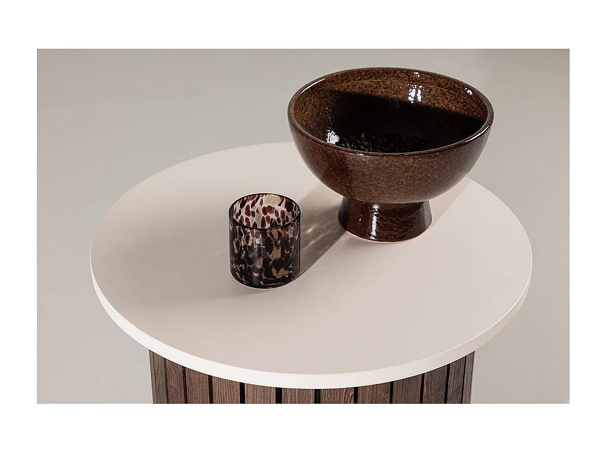 Bout de canapé d'angle rond beige bois FSC – ÅSLA