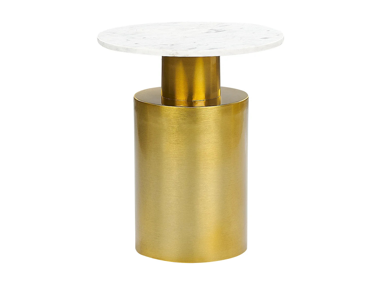 Bout de canapé rond marbre blanc métal doré – ARGEA