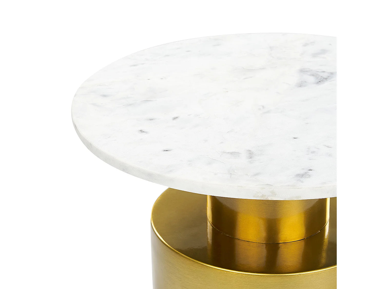 Bout de canapé rond marbre blanc métal doré – ARGEA