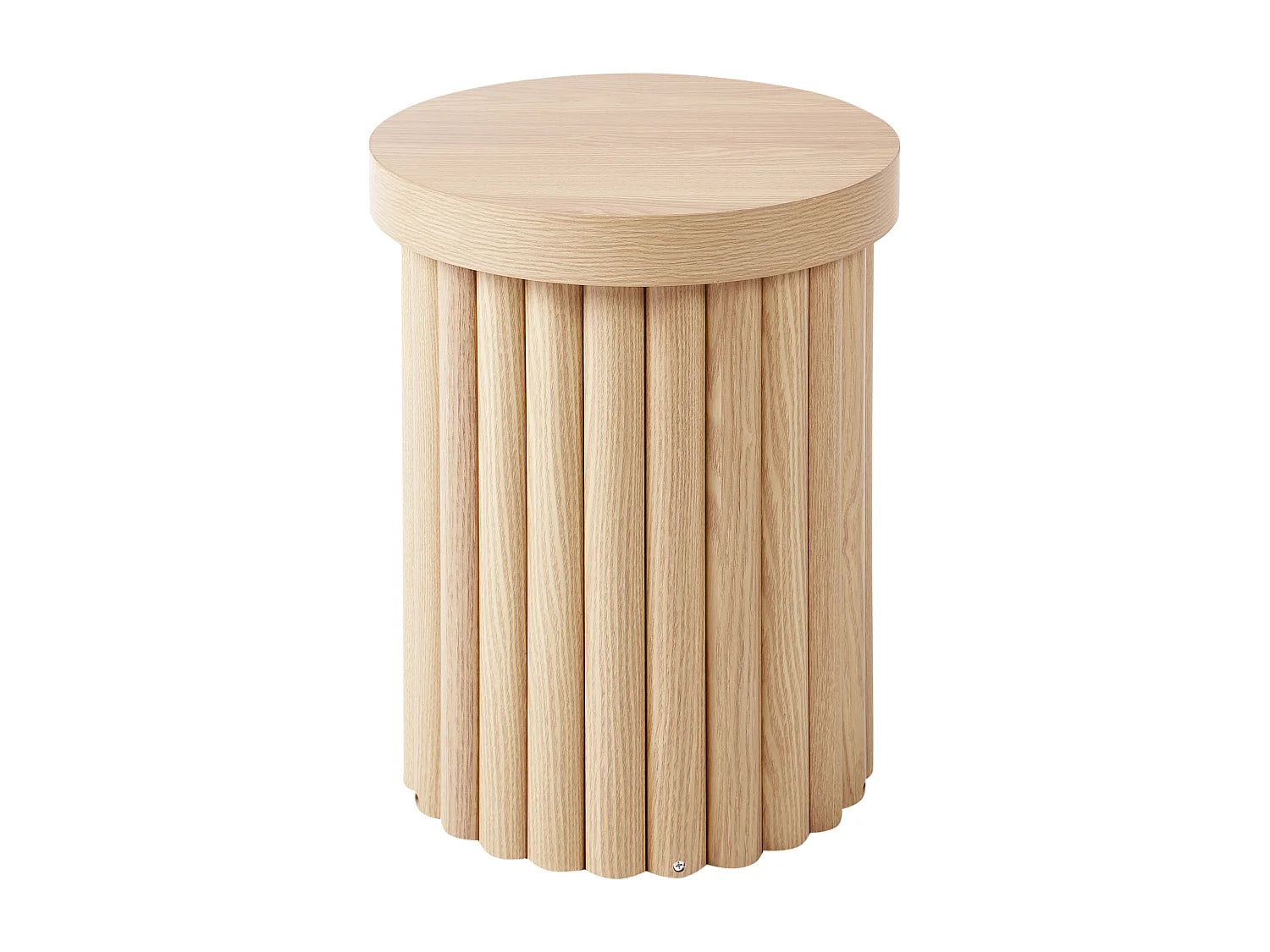 Bout de canapé rond bois clair nervuré – GALEO