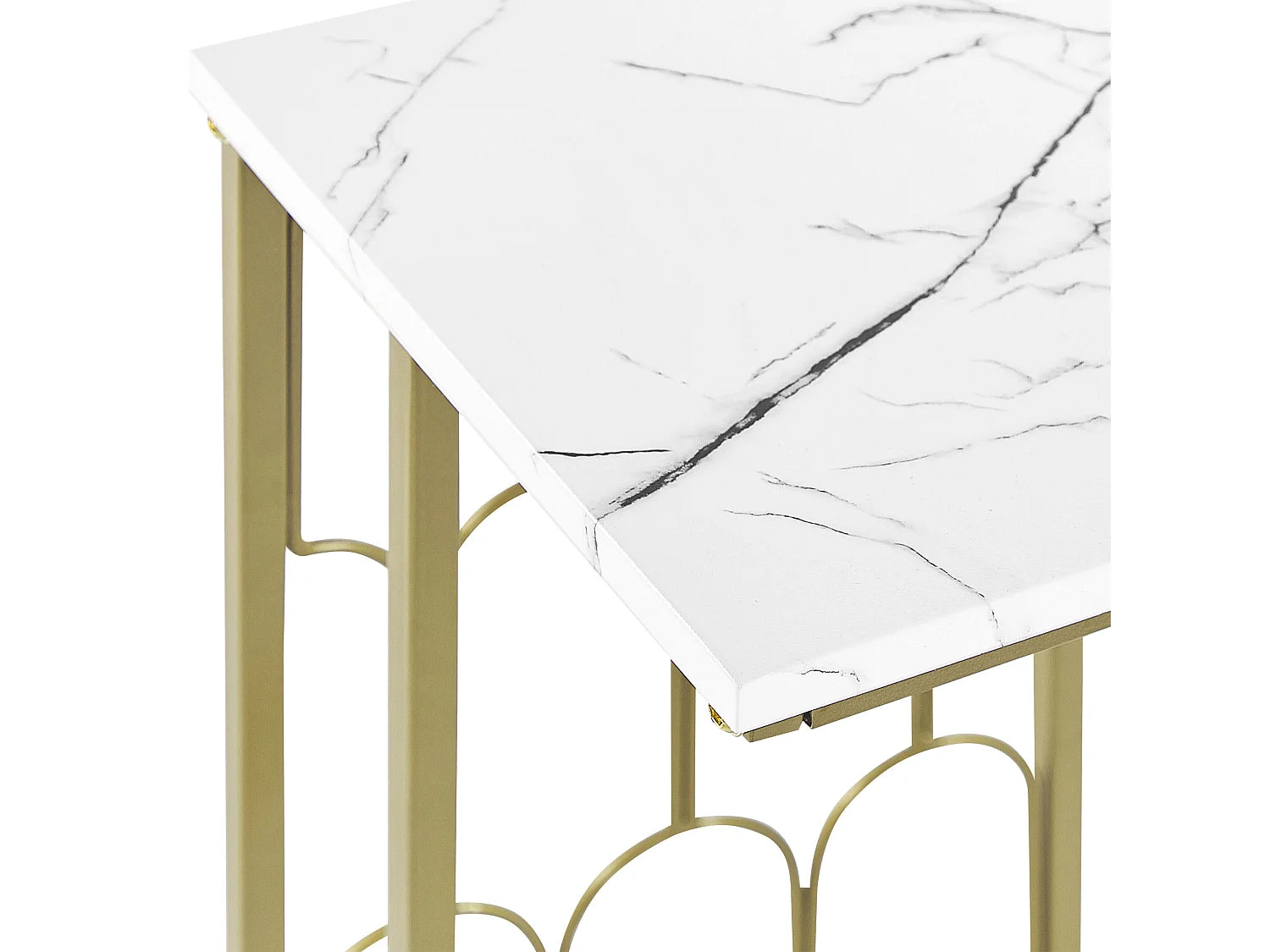 Bout de canapé effet marbre blanc et doré – PANDORA