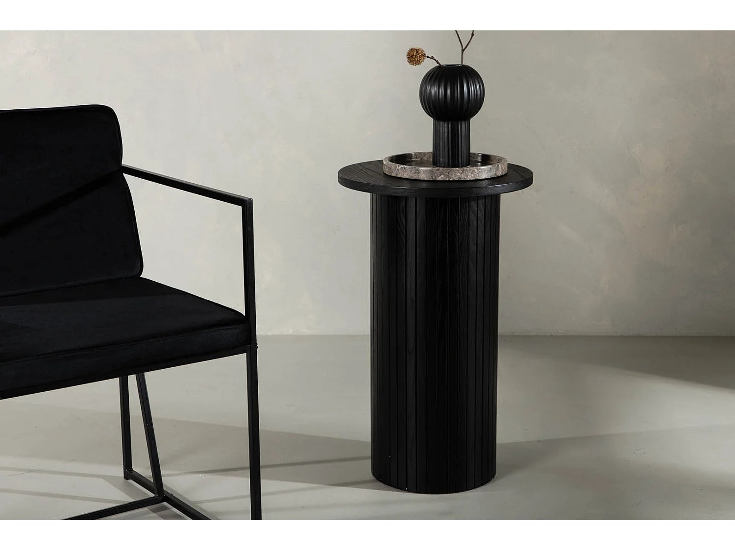 Bout de canapé d'angle rond noir – NOCTIS