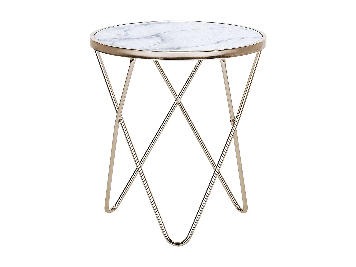 Bout de canapé rond effet marbre blanc et doré – DECOA