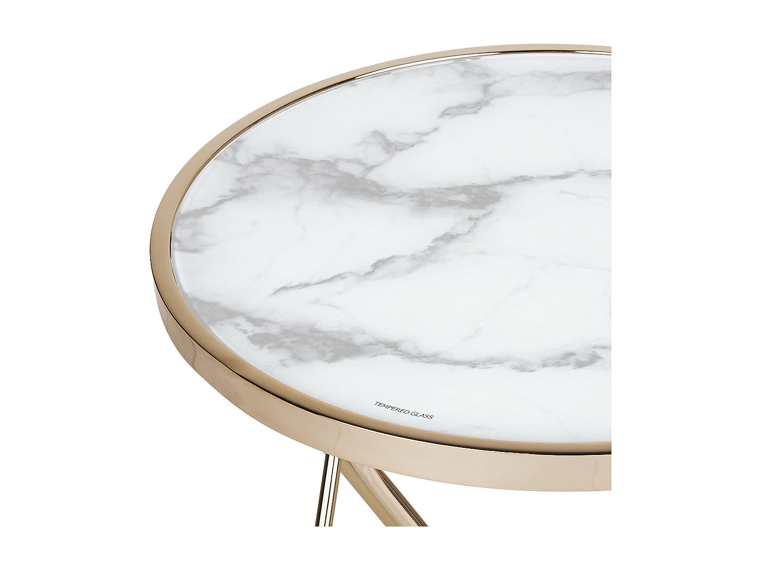 Bout de canapé rond effet marbre blanc et doré – DECOA