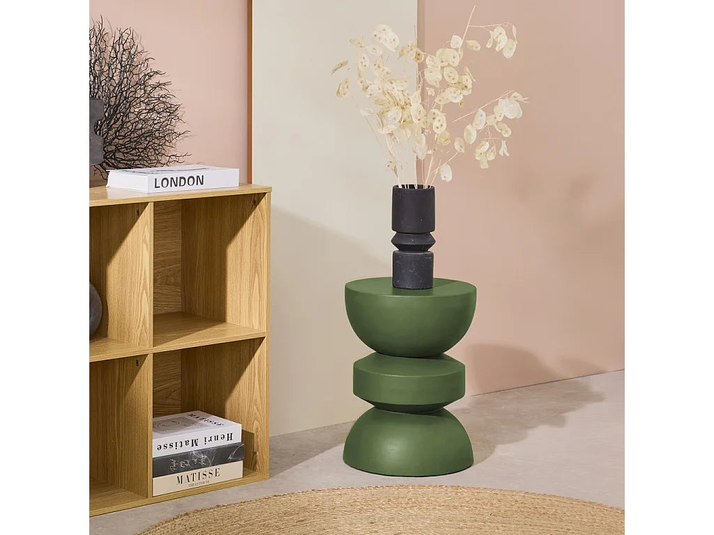 Bout de canapé rond en métal vert kaki – FOLIA