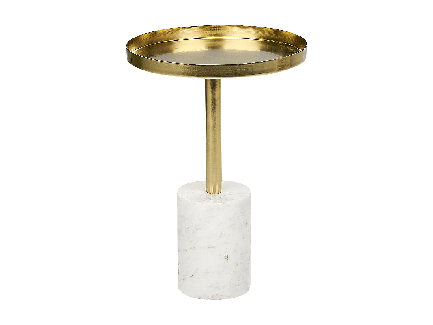 Bout de canapé métal doré et marbre blanc – CAMÉO