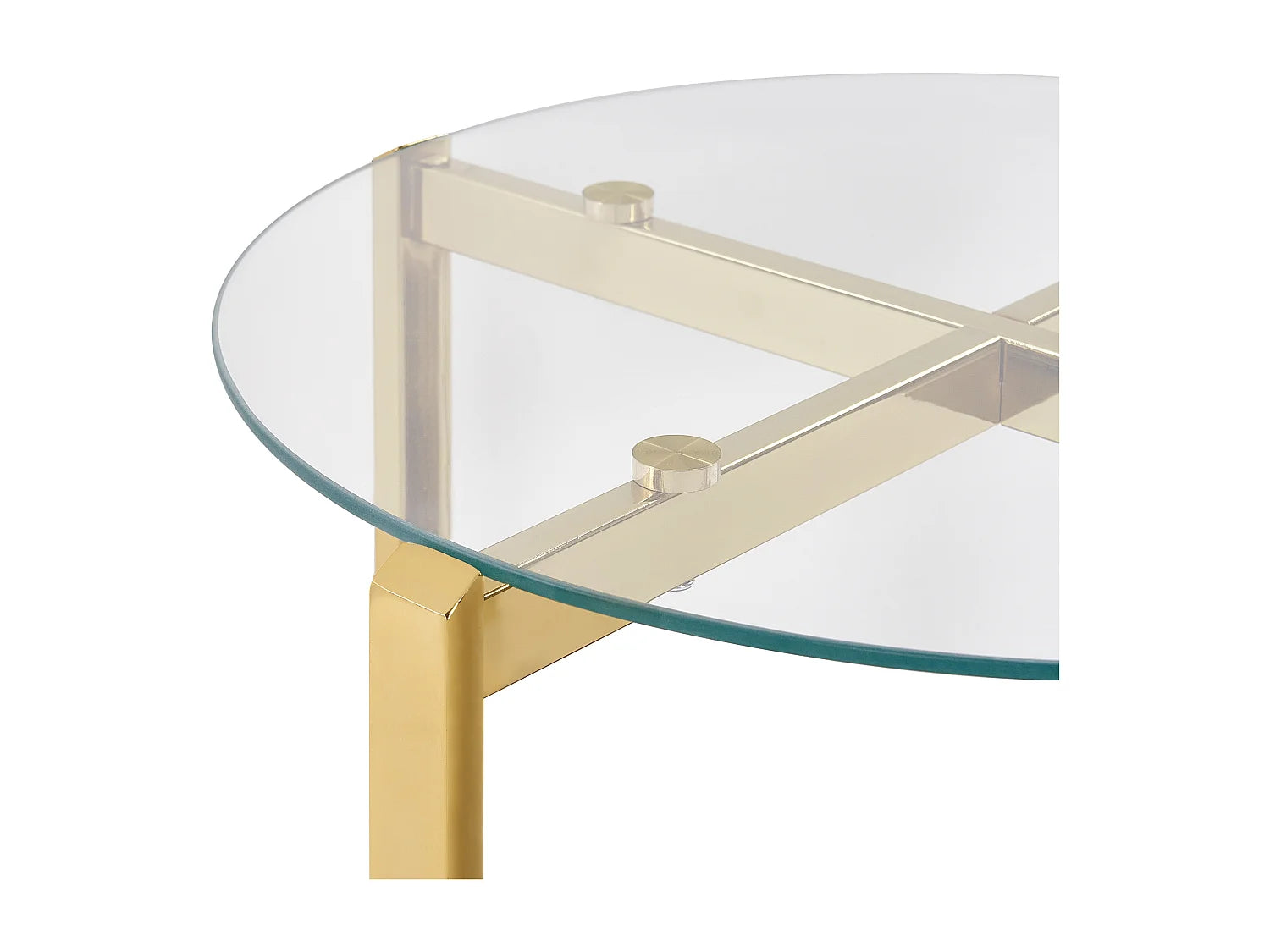 Bout de canapé rond verre et cadre doré clair – LOVELL