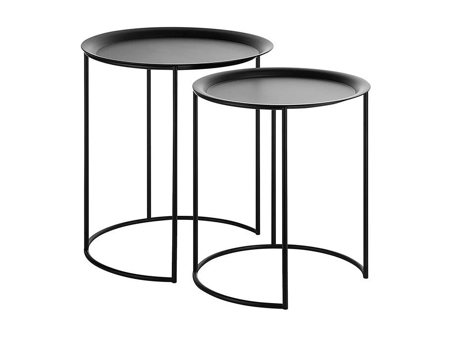Bout de canapé rond métal noir mat en lot de 2 – OBSIA