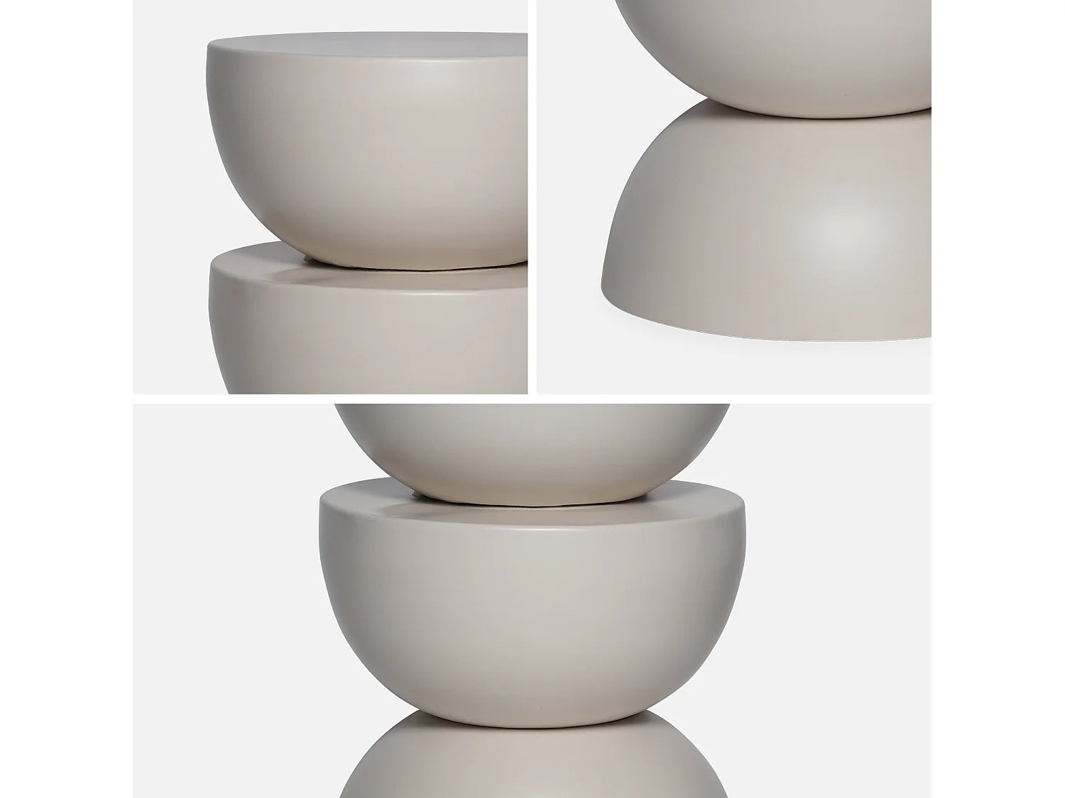 Bout de canapé rond en métal crème minimaliste – LUMEA
