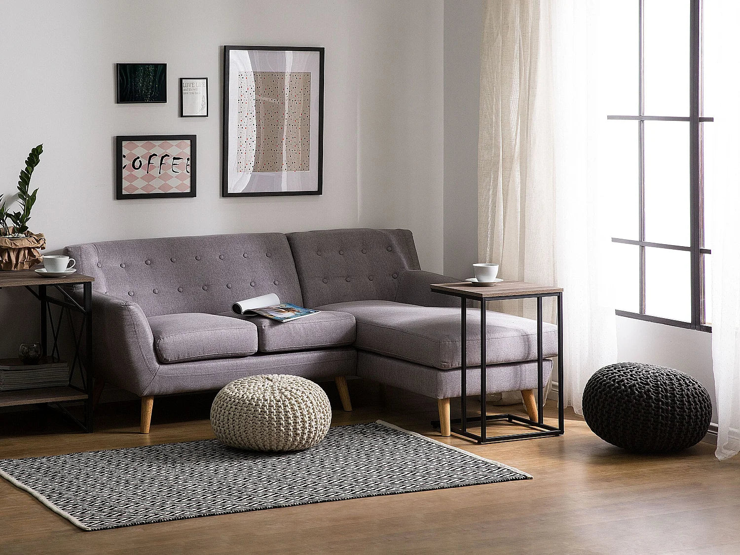 Bout de canapé en U design industriel marron – TROY