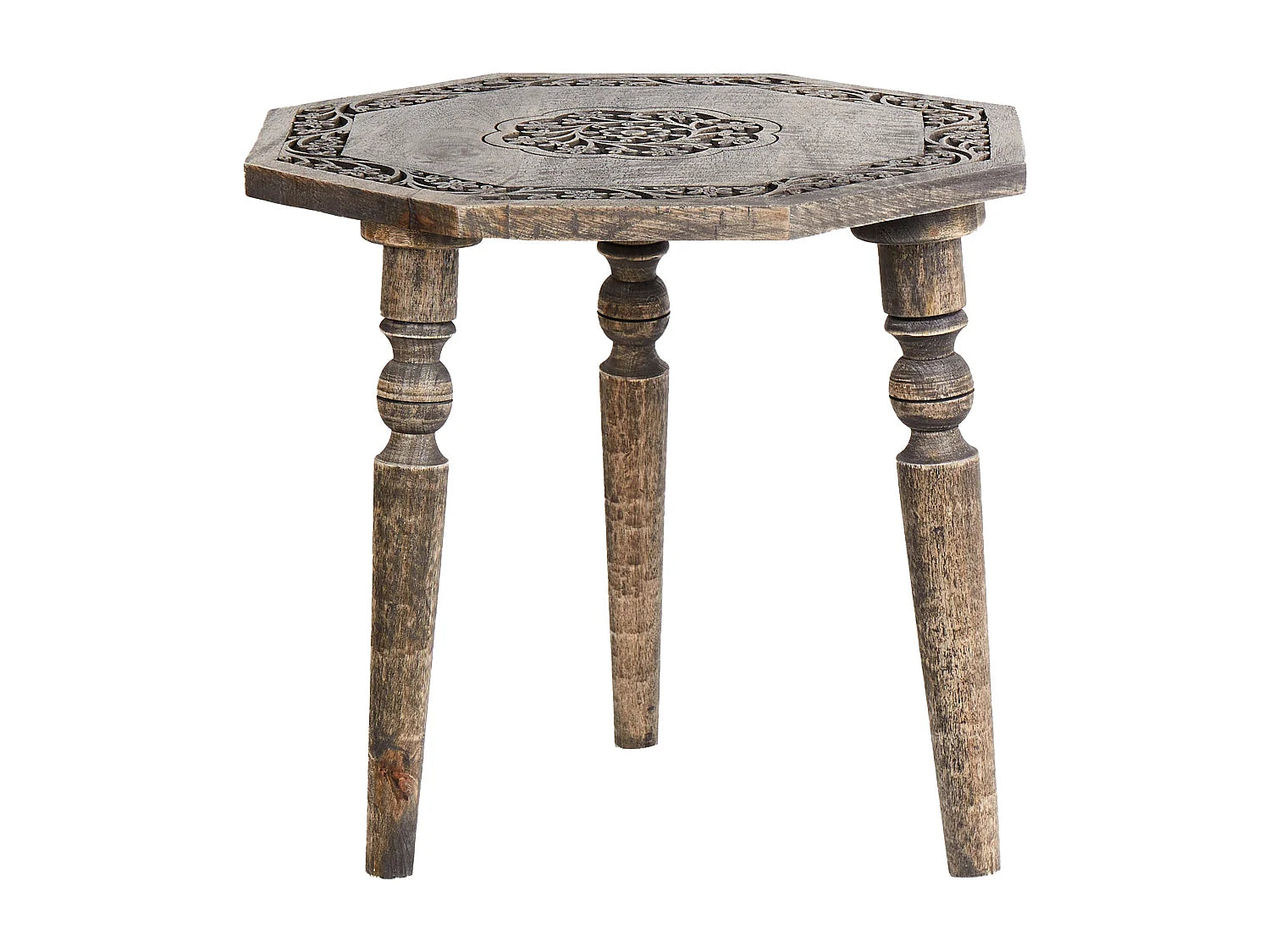 Bout de canapé octogonal en manguier marron – WANDILO