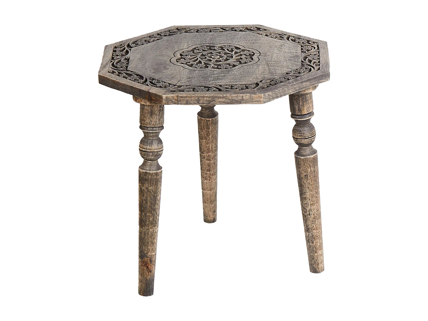 Bout de canapé octogonal en manguier marron – WANDILO