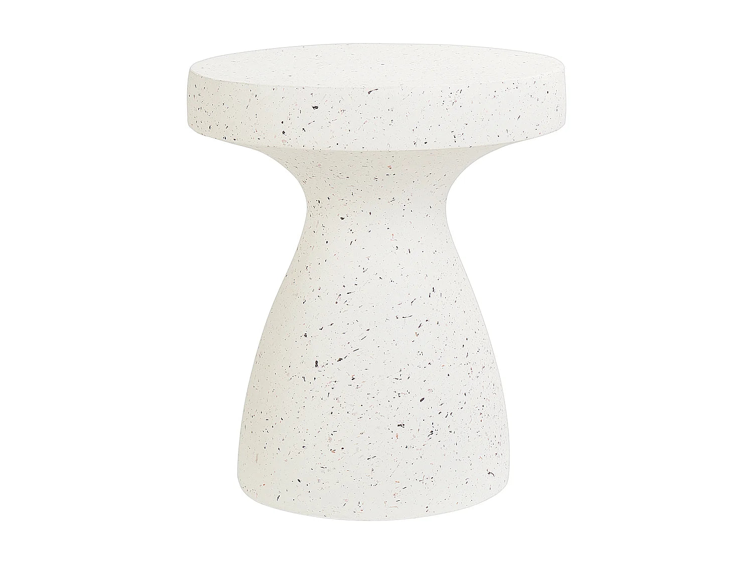 Bout de canapé rond effet terrazzo blanc cassé – RIVAGE