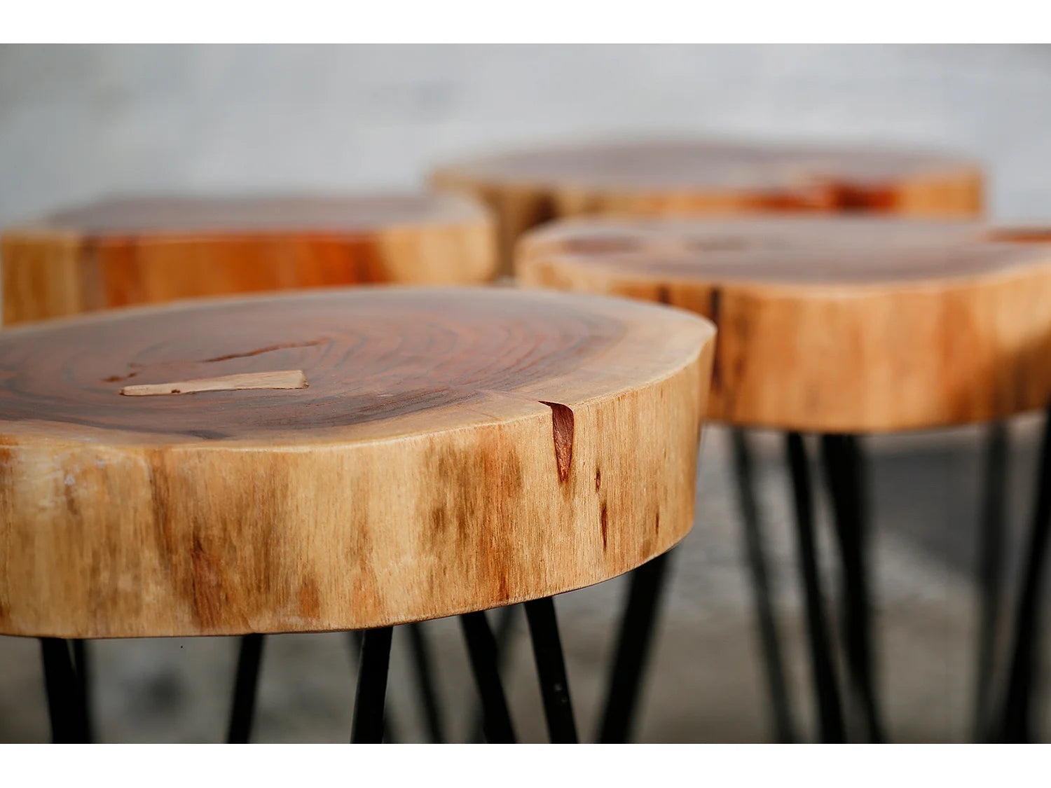 Bout de canapé tronc en bois d'acacia marron – SYLVIO
