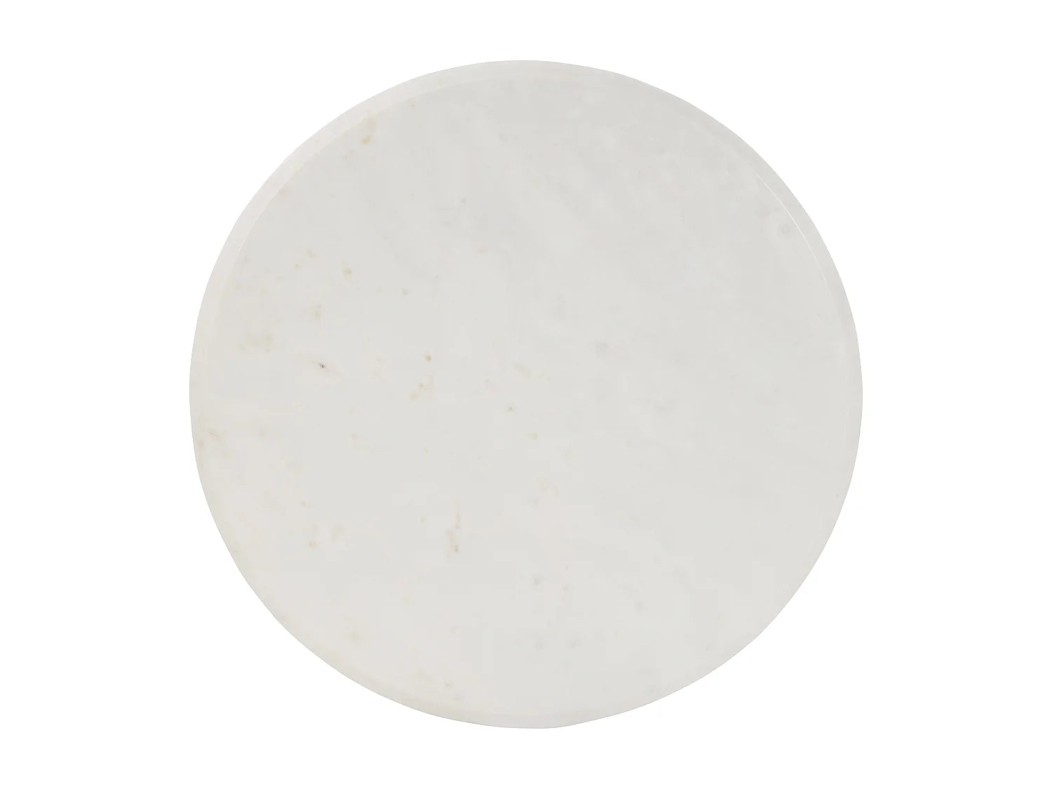 Bout de canapé rond marbre blanc et acacia – PERLA