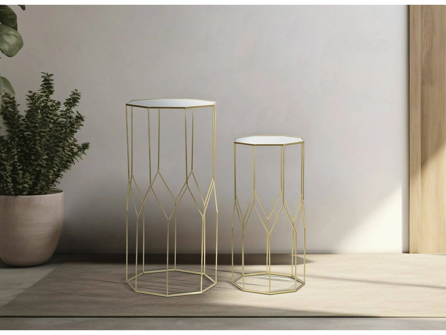 Bout de canapé haut verre doré porte-revues – LUMEA