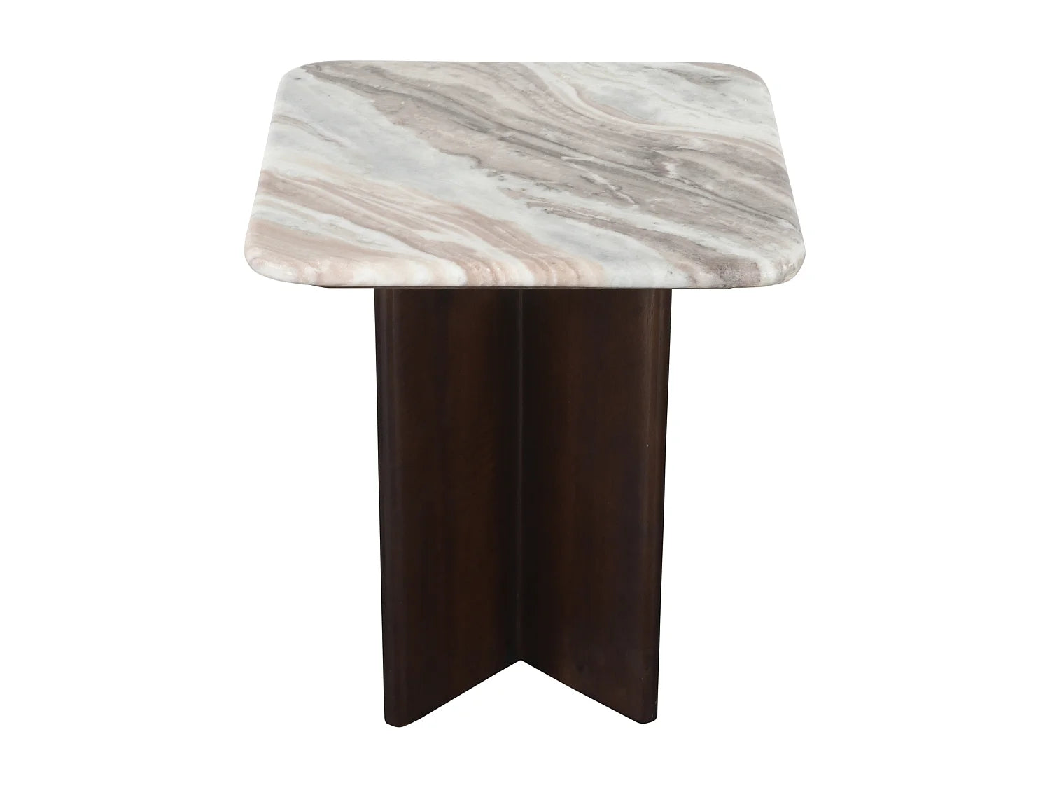 Bout de canapé marbre beige et bois d'acacia – NÉVÉ