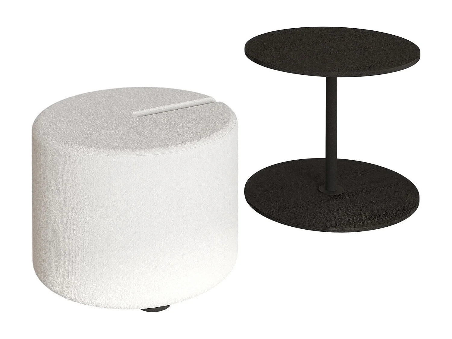 Bout de canapé avec pouf en bois noir – NOTTE