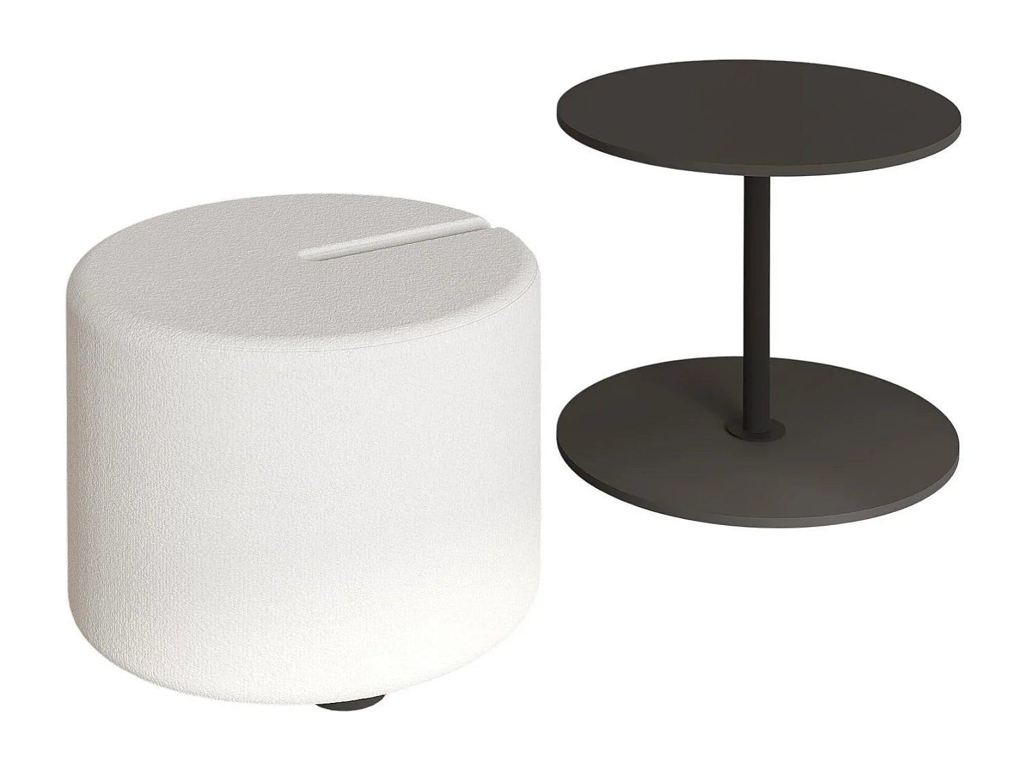 Bout de canapé avec pouf en bois gris anthracite – SGABELLO