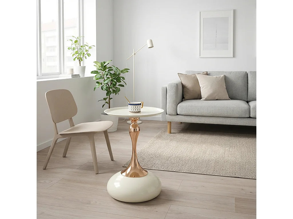 Bout de canapé rond en métal blanc – ALBINA