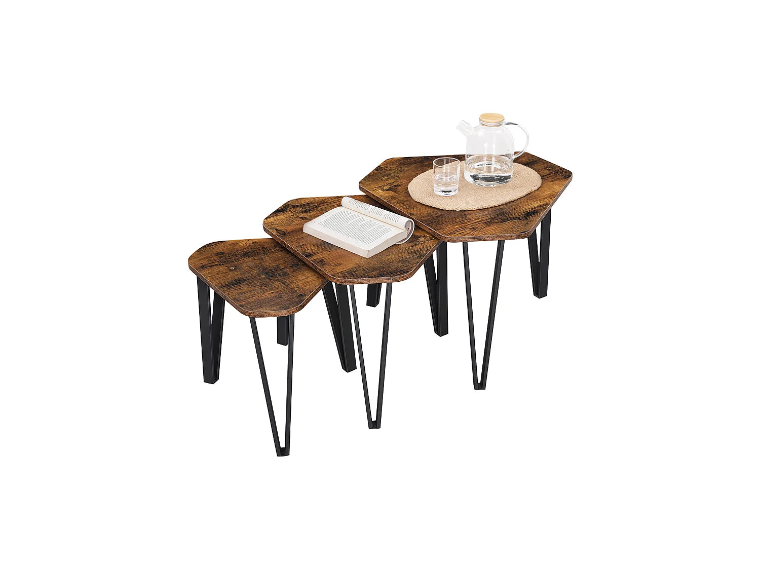 Bout de canapé gigogne en MDF noir et marron – FORGIA