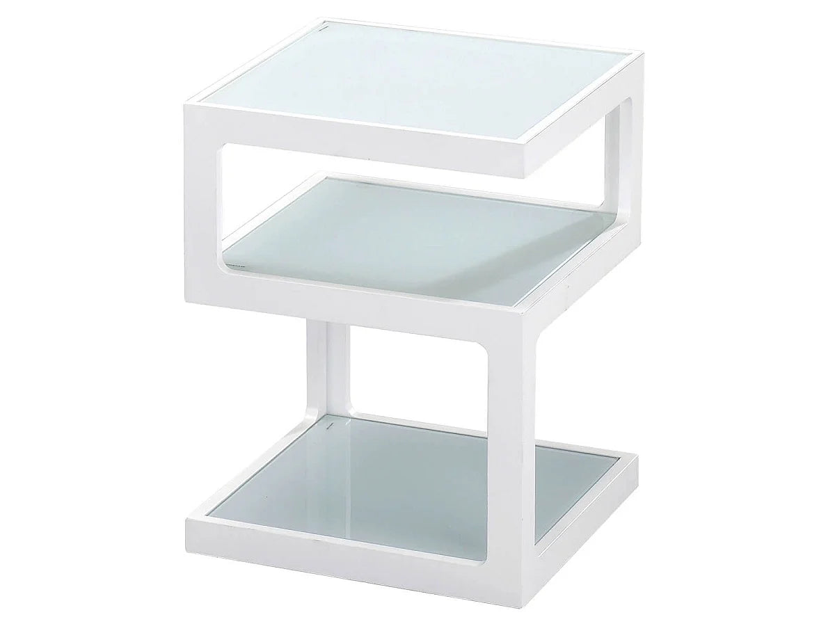 Bout de canapé cube plateaux verre blanc – QUADRO