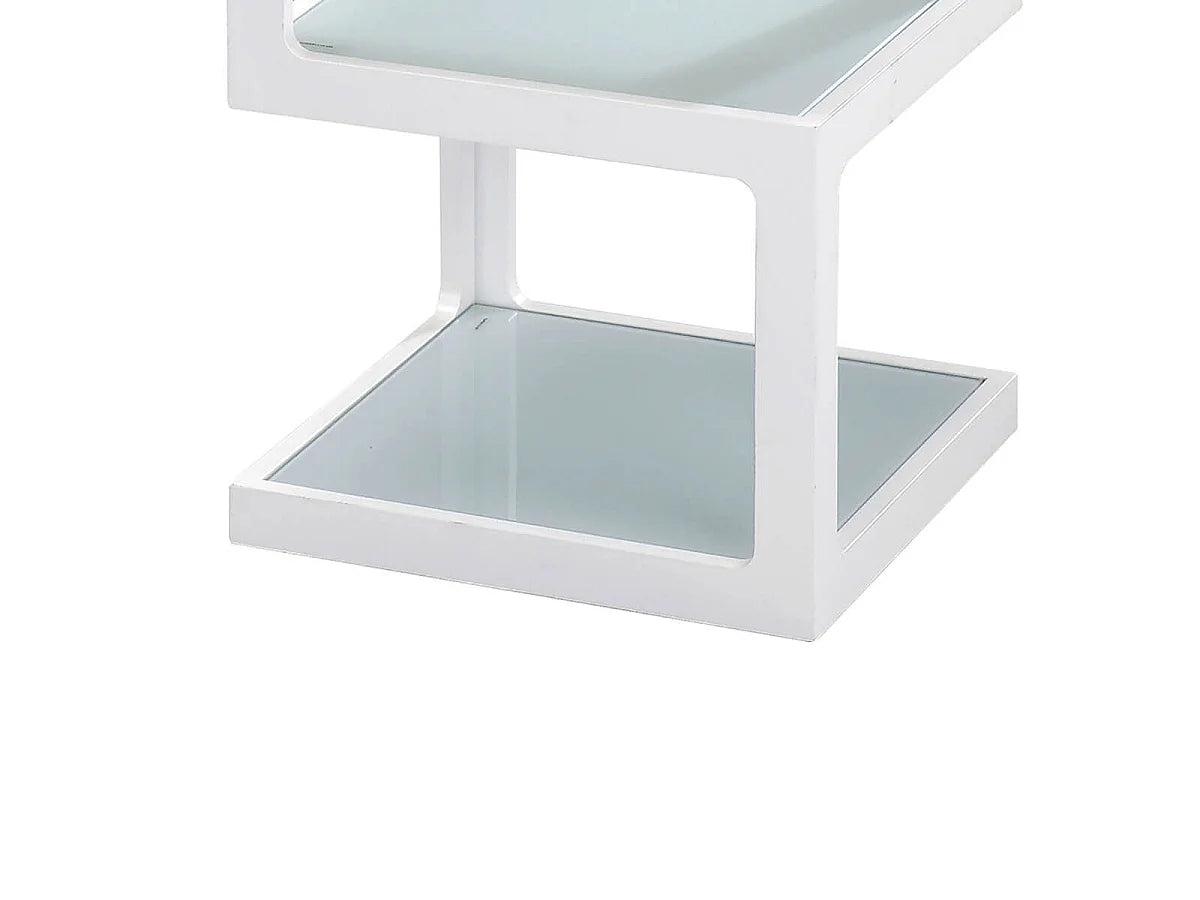 Bout de canapé cube plateaux verre blanc – QUADRO
