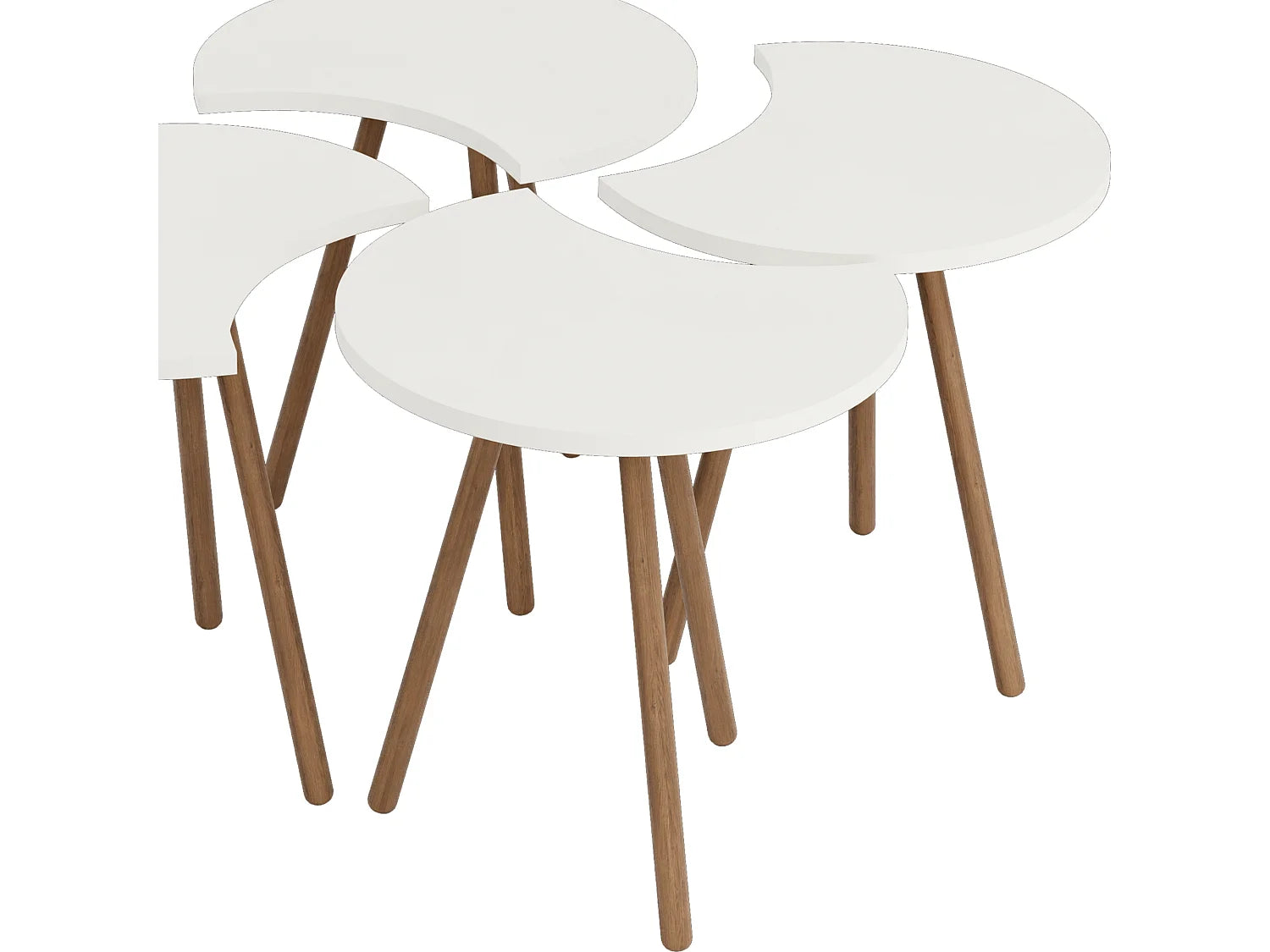 Bout de canapé gigogne en bois blanc, lot de 4 – NEVIS