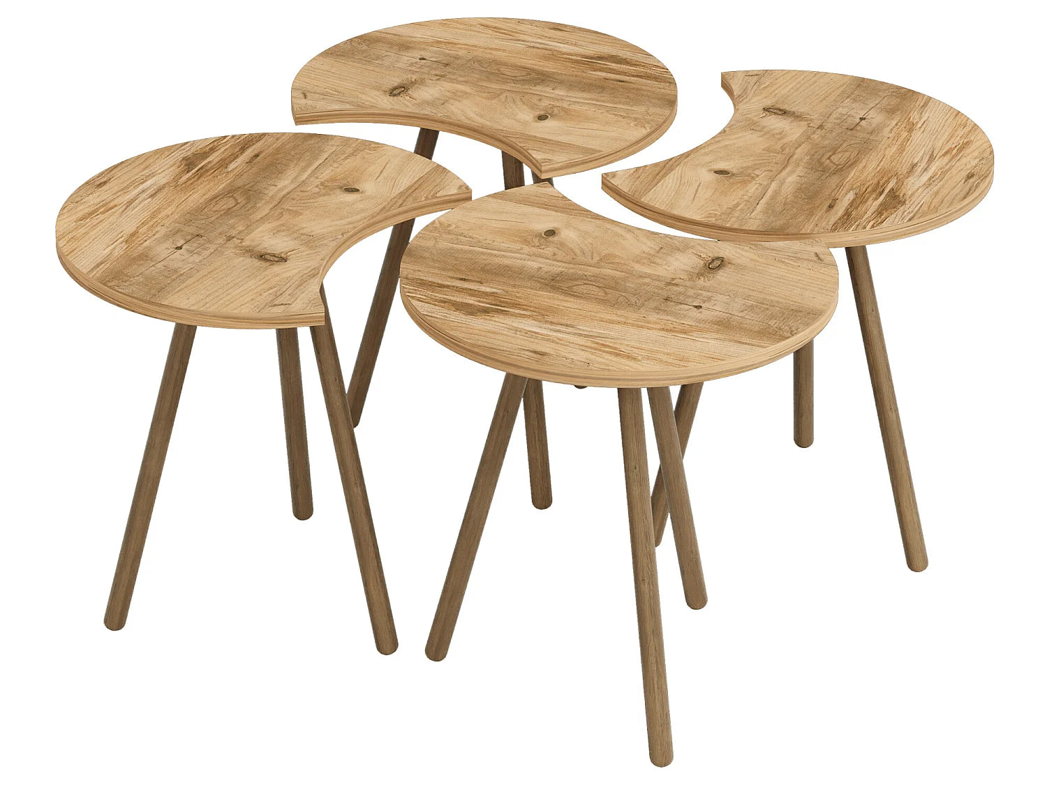 Bout de canapé gigogne effet bois, lot de 4 – NESTO