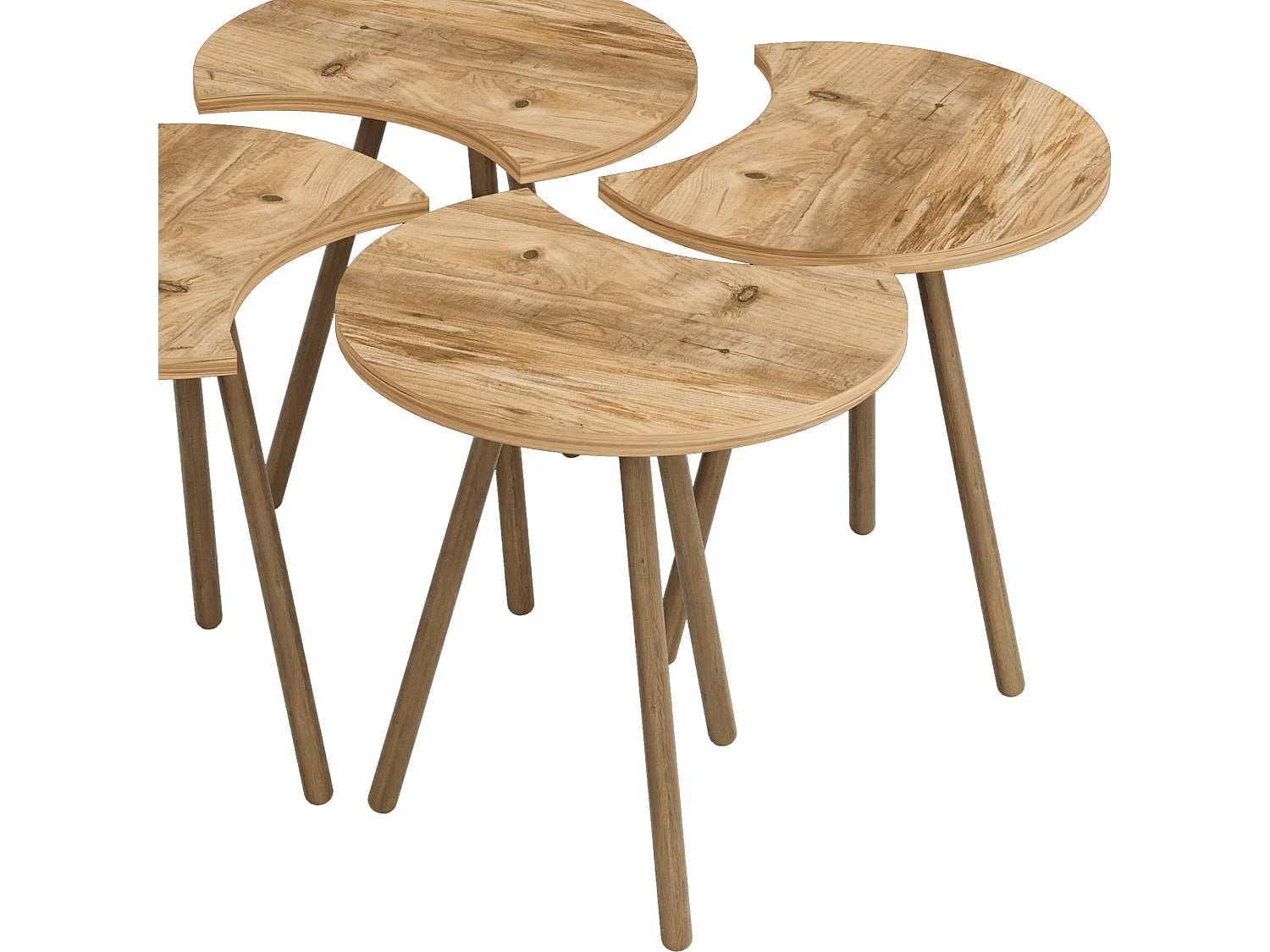 Bout de canapé gigogne effet bois, lot de 4 – NESTO