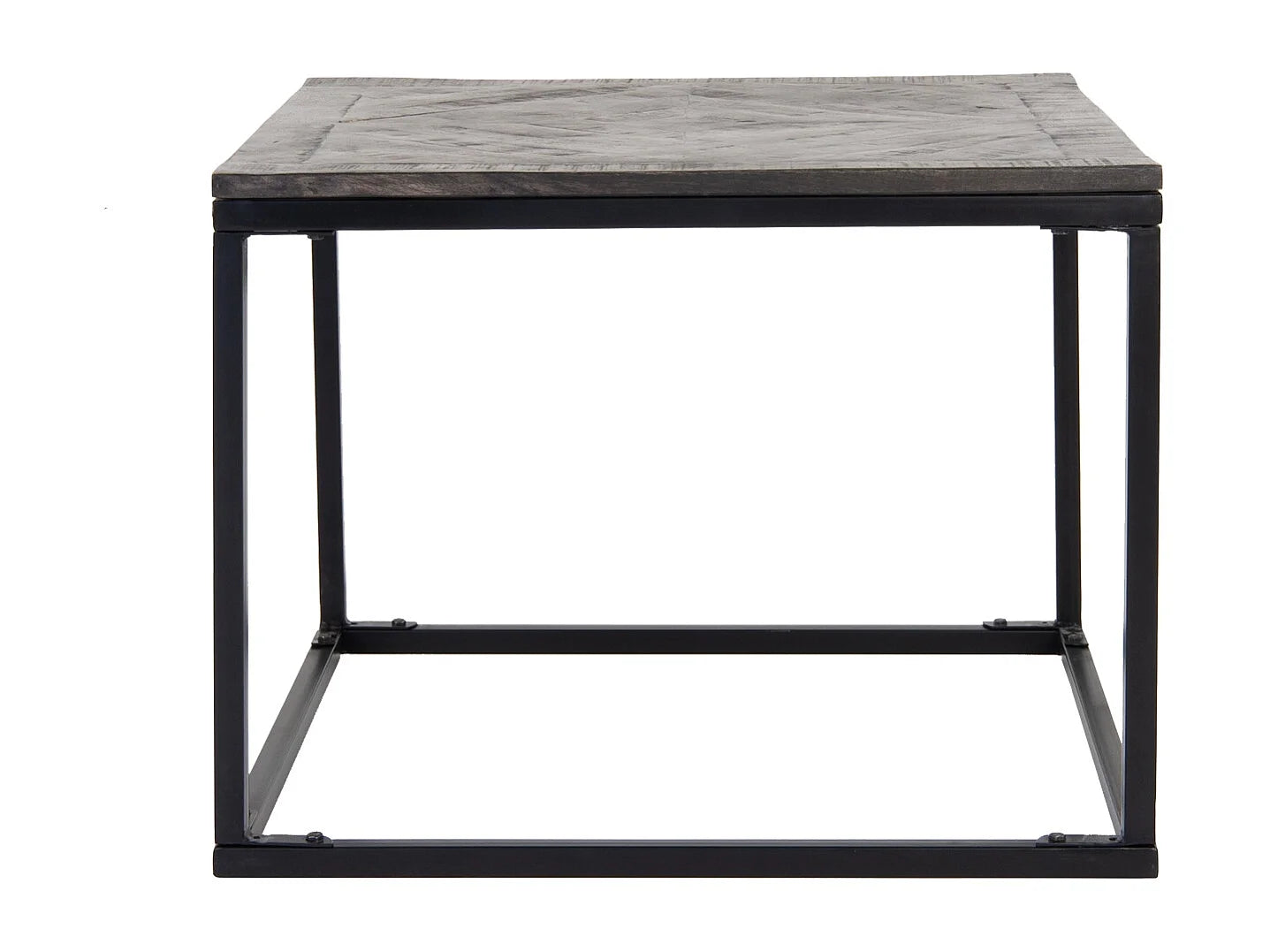 Bout de canapé carré bois et métal gris industriel – MOSAÏK