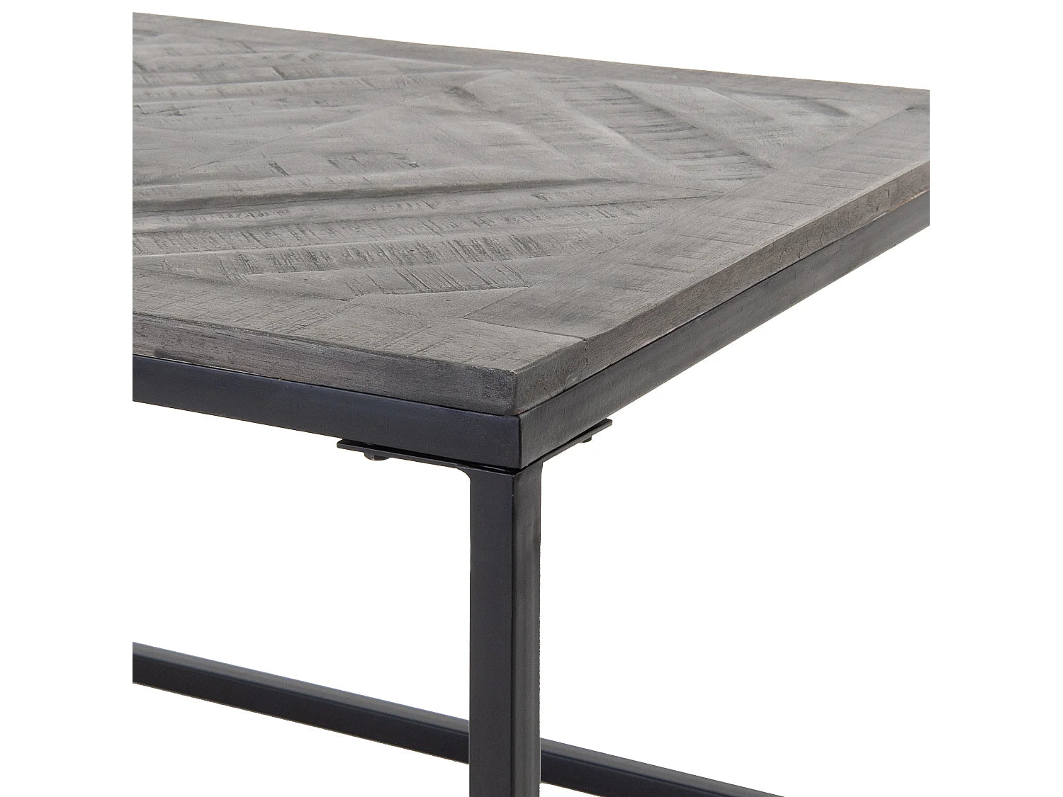 Bout de canapé carré bois et métal gris industriel – MOSAÏK