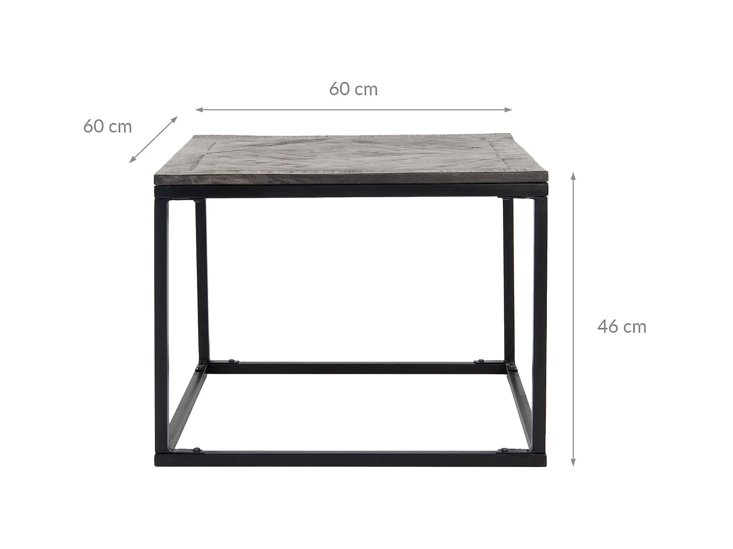 Bout de canapé carré bois et métal gris industriel – MOSAÏK