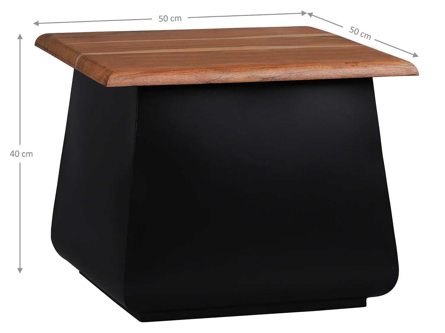Bout de canapé carré en acacia et métal noir – ACANOR